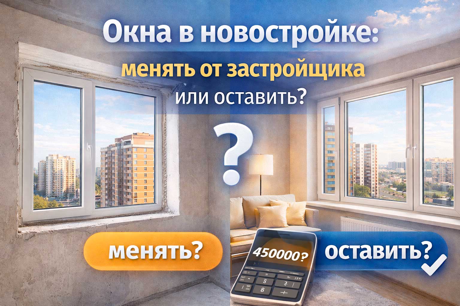 Окна в новостройке: менять от застройщика или оставить?